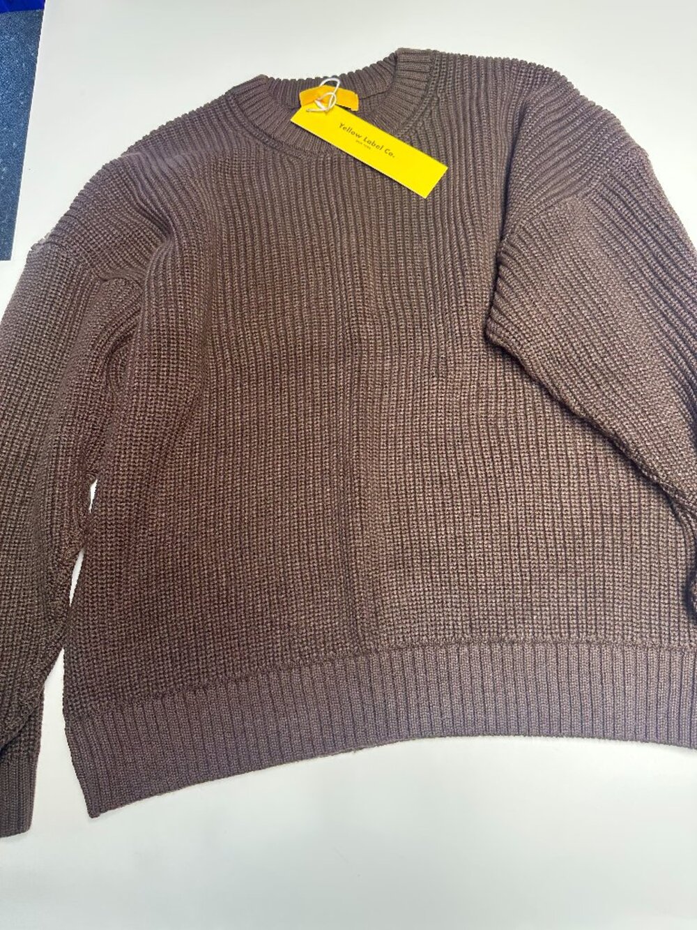 YELLOW LABEL CHUNKY COTSWOLD SWEATER CHOCOLATE BROWN MEDIUM OR LARGE